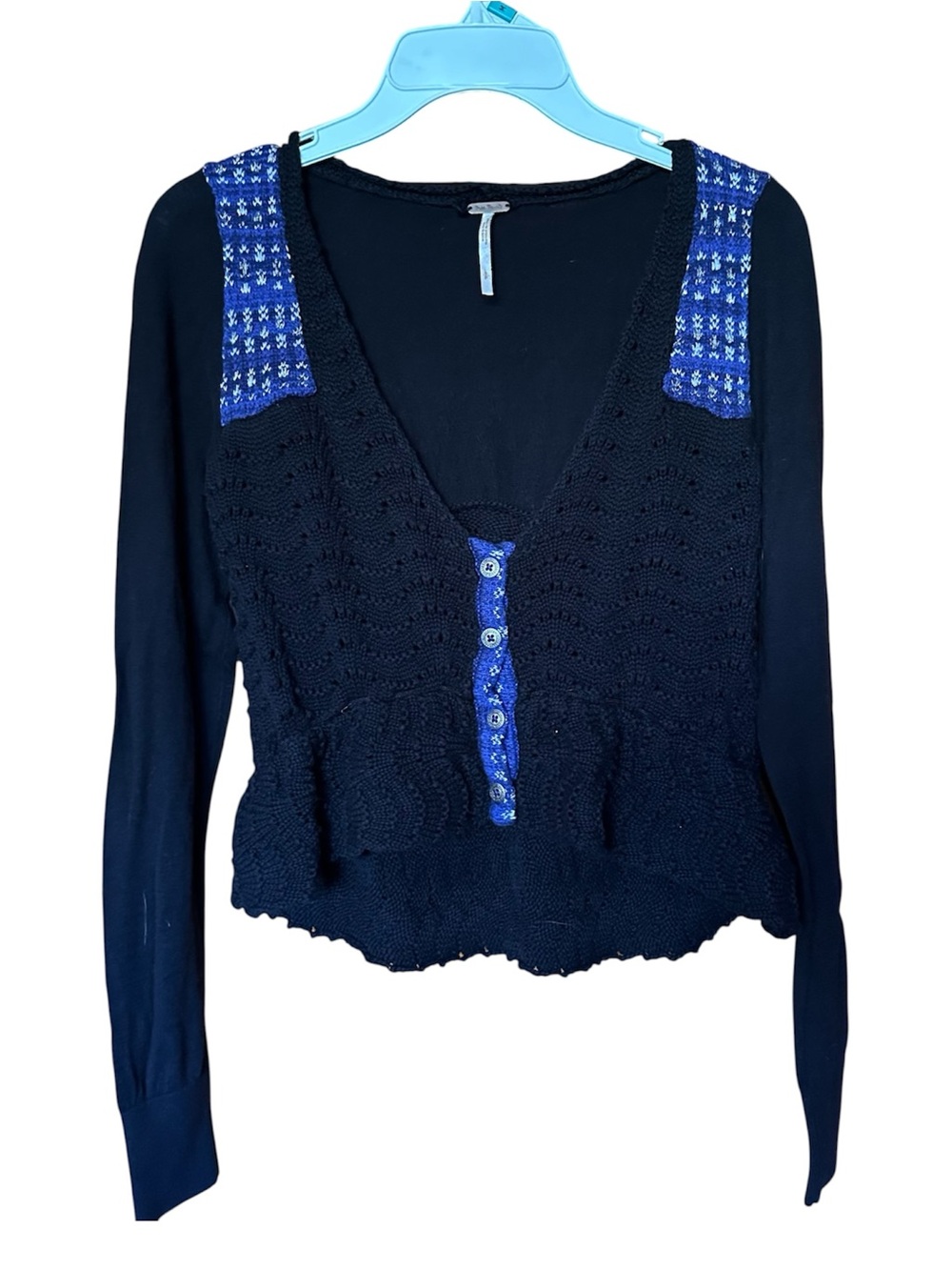 Vintage Free People Peplum crochet sweater size Small
